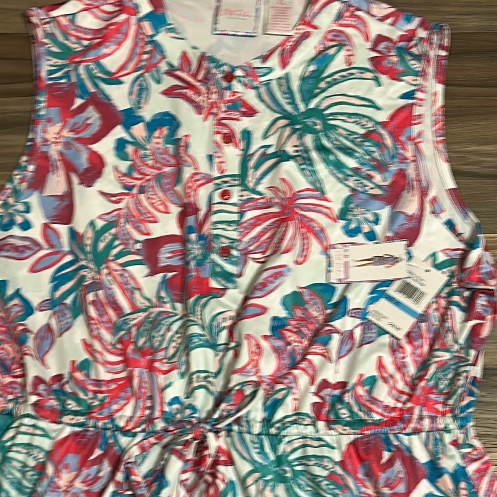Stella Parker Dress Womens XL Hot Pink Floral Sleeveless Activewear UPF 30+ - Picture 6 of 13